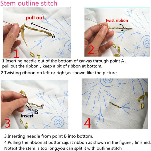 Egoshop Ribbon Embroidery Spring Flower Blooming Kit 3D Painting DIY Wall Decor Stamp Needle Work with Hoop (No Frame) X5002A...