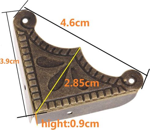 dophee Antique Brass Box Corner Covers, Decorative Corner Protectors Guards Edge Covers for Jewelry Box Chest Table Desk Photo Frame Panal, 1.53"x...