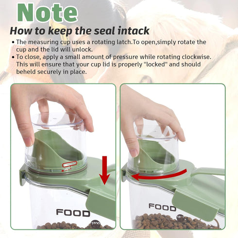 Dog Food Container Small, Pet Food Container with Airtight Pour Spout, Cat Food Storage Container with Measuring Cups, Portable Small Dog Food Con...