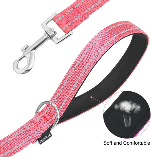 Reflective Nylon Dog Leash for Walking,Strong Dog Leash with Padded Handle for Medium and Large Dogs,6 FT,Hot pink...
