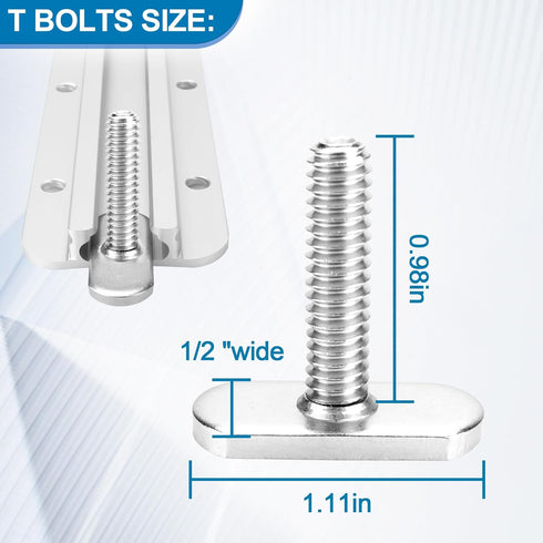 T Bolts for Kayak Track/Rail, Kayak Track Mount Accessories Screws 1 Inch Long, Nuts 1/2 Inch Wide, Kayak Hardware T-Slot Bolts 6 Pack...