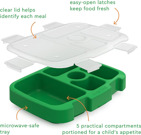 Bentgo® Kids Prints Tray with Transparent Cover - Reusable, BPA-Free, 5-Compartment Meal Prep Container with Built-In Portion Control for Healthy ...