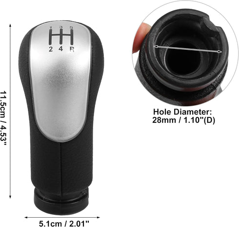 ACROPIX Black Silver Tone Gear Lever Stick Shifter Handle 5 Speed Manual Gear Stick Shift Knob Fit for Ford Fiesta Fusion Transit - Pack of 1...