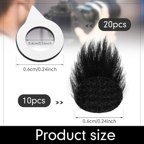 10 Pcs Camera Mic Windscreen Wind Muff Built in Microphone Camera Muff Compatible with DSLRs Mic Outdoor Windshield and 20 Pcs Camera Wind Muff St...