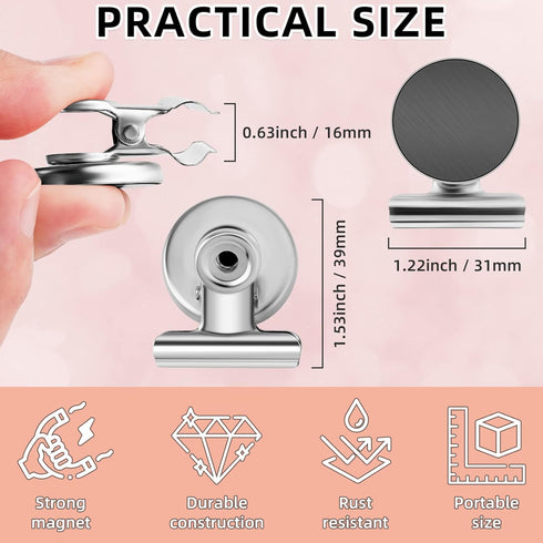 GRTARD 6 Pack Magnetic Clips Strong Refrigerator Magnet Clips with Anti-Scratch Sticky Pads, Clips Magnets for Fridge, Whiteboard Magnets Clips Fr...