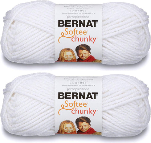 Bernat 2-Pack - Softee Chunky Yarn, White, Single Ball......