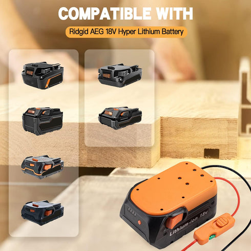 Upgraded 18V Battery Adapter for Ridgid AEG 18V Hyper Battery Adapter All-in-one Design of The Fuse and Switch Power Tool Battery Converter Kit 14...