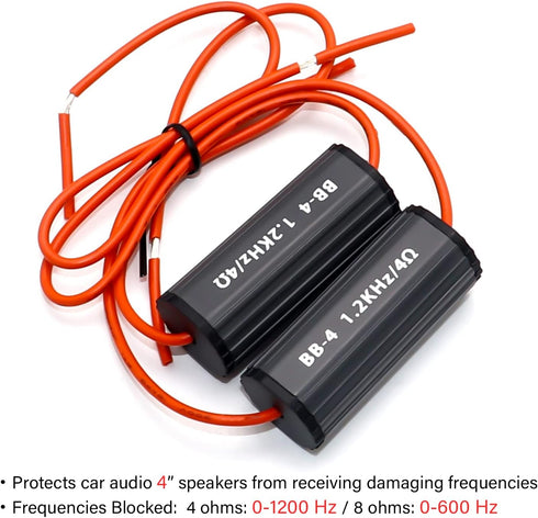 RECOIL BB-4 Bass Blocks Designed to Protect Car Audio 4 Inch Speakers, Eliminate Frequencies 0-1.2kHz at 4 Ohms, Pair...
