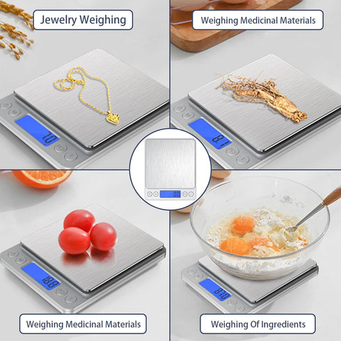 Wesoke Digital Food Scale Kitchen Baking Scale, 6.6lb/3kg Cooking Scale, Multifunction Gram Scale with 9 Units/Tare Function/LCD Display/2 Trays/S...