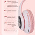 Kids Wireless Headphones Cat Ear LED Light Up Bluetooth Foldable Headphones Over Ear w/Microphone for Online Distant Learning (Pink)......