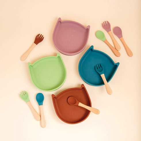 Silicone Baby Plates with Suction Set - BPA Free Suction Plates for Toddlers, Infants - Non Slip Kids Silicone Plates with Spoon - Baby Safe High ...