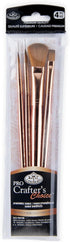 Royal & Langnickel Crafter's Choice Pro 4pc Synthetic Sable Mop Variety Craft Brush Set, Includes - Mop, Shader & Round Brushes Rose Gold...