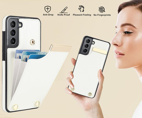 Asuwish Phone Case for Samsung Galaxy S21 FE 5G Wallet Cover with Tempered Glass Screen Protector and Leather Purse Credit Card Holder Slot Cell S...