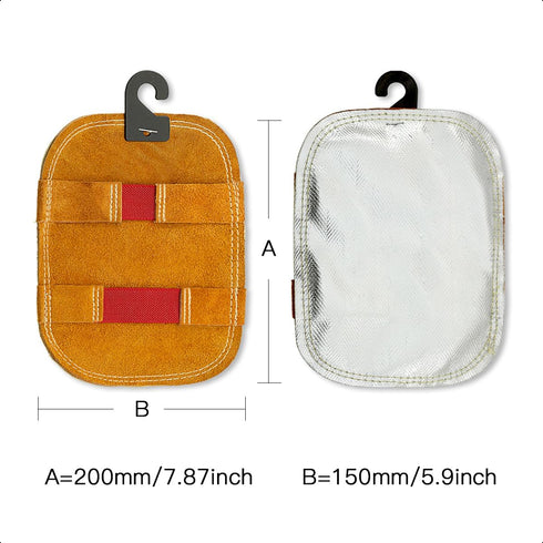 Hand Heat Shield High Temperature Hand Pad Split Cowhide Leather Aluminized Back Welding Gloves Welding Heat Deflector PK-1...