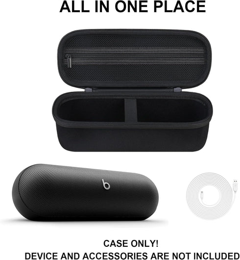 Hard Carrying Case for Beats Pill - Wireless Bluetooth Speaker, Wireless Portable Speaker Protection Case with Mesh Pocket for Charging Cables, Bl...
