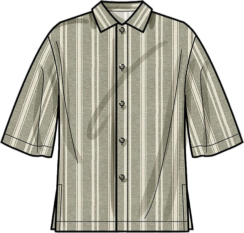 Simplicity Men's Relaxed Fit Shirt and Tapered Shorts or Pants Packet, Code 9279 Sewing Pattern, Sizes 34-42, White...