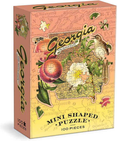 Galison Georgia Mini Shaped Puzzle - 100 Jigsaw Pieces Featuring Art by Bestselling Artist Wendy Gold, Die-cut Mini Shaped Puzzle, Makes a Great G...