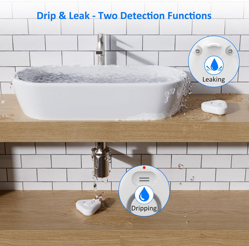 Water Sensor Alarm Leak Detector: 120db Water Leak Detector, Water Sensor Alarm for Home Basement Floor, Flood Leakage Drip Water Detection Alert ...