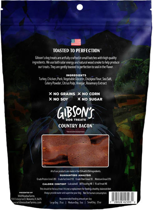 Wild Meadow Farms - Gibson's Country Bacon with Pork, Soft Jerky Dog Treats, Crafted with Real Meat, Aromatic, and Grain-Free for Training and Rew...