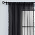 Treatmentex Black Pom Pom Sheer Curtains for Bedroom 63" Linen Texture Decorative Voile Draperies Chic Solid Sheer Curtain Panels for Living Room ...
