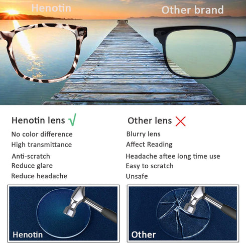 Henotin 4-Pack Blue Light Blocking Reading Glasses Women Men,Spring Hinge Computer Readers,Anti UV Ray Square Nerd Eyeglasses (4 pack Mix Color, 1...