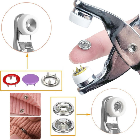 Minestylish 100 Sets Metal Snaps Buttons with Fastener Pliers Press Tool Kit Perfect for DIY Crafts Clothes Hats and Sewing, Snap Button Fasteners...