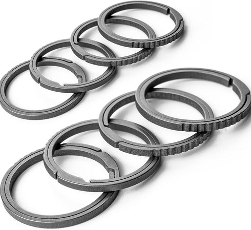 FEGVE Key Ring, Titanium Side Pushing Key Rings Keychain Rings Small Split Keyrings for Men (Grey-8pcs)...