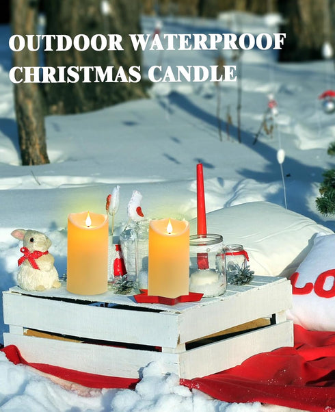 Waterproof Flameless Candle with Remote Control Timer Outdoor LED Pillar Candles Height 6'' Diameter 3.15 '' Candle Set of 2...