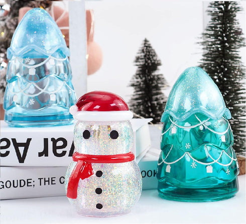 2 Set of Christmas Resin Mold with Lids Silicone Molds Epoxy Resin Christmas Tree Snowman Shaped 2 Styles Storage Box Jar for Decoration Container...