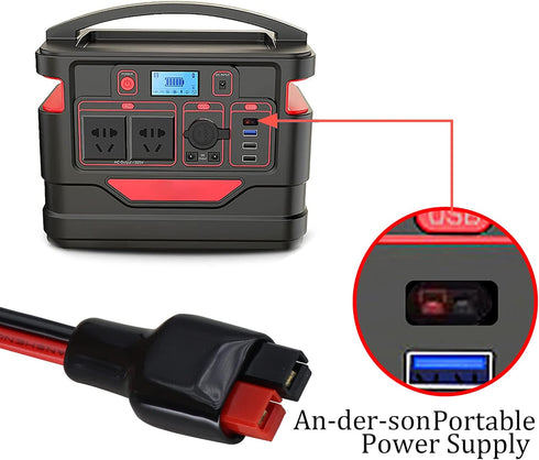 HCFeng12AWG 45A (an-der-Son) Plug to Alligator Clip Cable Solar Connector to Alligator Clip Cable Alligator Clip to 45A Battery Plug Cable for Sol...
