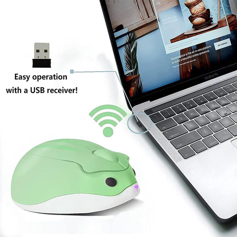 Wireless Mouse Cute Hamster Shape Silent Quiet Click Portable Mobile Fun Travel Optical 1200DPI USB Funny Cool Cordless Mice for PC Laptop Compute...