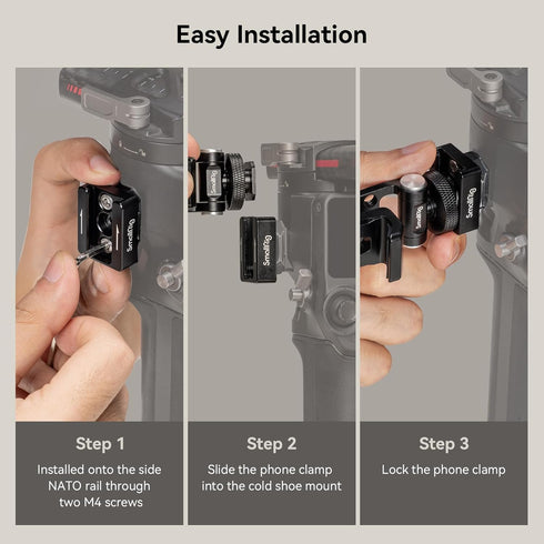 SMALLRIG Universal Phone Tripod Mount, Metal Cell Phone Mount with Cold Shoe Mount and M4 screws for DJI Stabilizers, Free Adjustment Phone Mount ...