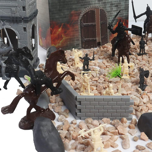 254pcs/set Medieval Castle Knights Action Figure Toy Army Playset with Toy Soldier, cavalry and arrow tower, Great for Girls and Boys(size:254PCS)...