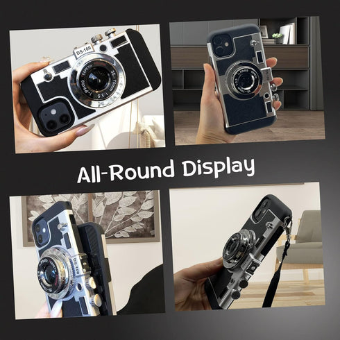 New Emily in Paris Phone Case, Vintage Camera Design for iPhone 11/12/13 Pro Max, with Long Anti-Lost Lanyard...