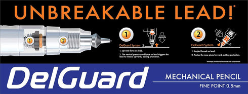 Zebra Pen DelGuard Mechanical Pencil with Lead Refill, Fine Point, 0.5mm, Blue Barrel, Standard #2 HB Lead, Refillable, 1-Pack...