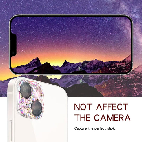 Cavdycidy Bling Diamond Camera Lens Protector Compatible with iPhone 15 ? iPhone 15 Plus, Metal Glitter Gem Camera Cover?9H Tempered Glass lens fu...