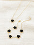 Four Leaf Clover Necklace and Bracelet Set for Women Lucky Flower 14K Gold Jewelry...