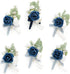Ling's Moment Boutonniere for Men, 6pcs Groom Groomsmen Boutonniere, Artificial Flowers for Wedding Decor/Prom/Homecoming, etc.Navy Blue Dark Blue...