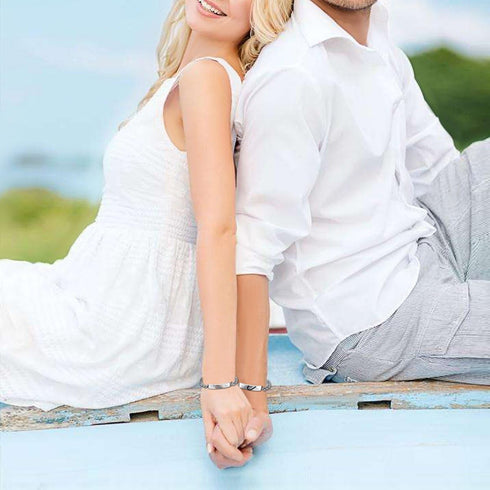 Flongo Men's Womens 2PCS Real Love Stainless Steel Couples Matching Heart Link Wrist Valentine Love Engagement Promise Gift Bracelet...