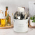 4 Compartment Kitchen Utensil Holder, 5.7 Inch Large Metal Utensil Caddy for Countertop, Utensil Crock Organizer with Removable Divider, Silverwar...