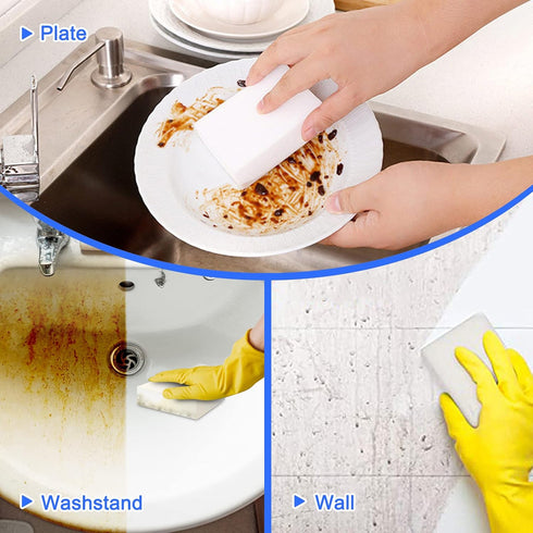 100Pack Magic Sponge Eraser Sheets, Melamine Sponge Foam, Multi-Functional Household Cleaning Non-Scratch Scrub Sponge Pads for Kitchen, Bathroom,...