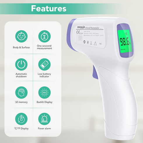 Thermometer for Adults and Kids Forehead Thermometer for Kids Digital Touchless Thermometer Infrared Forehead Thermometer with 3 in 1 LCD Display ...