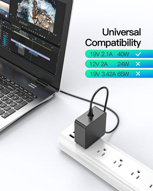 19V Charger for Gateway Laptop - (Fit for GWTN156-1 GWTN156-4 GWTN156-5 GWTN156-7 GWTN156-9 GWTN156-11 GWTN141-2 GWTN141-3 GWTN141-4 GWTN141-6 GWT...