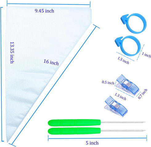 122Pieces Tipless Piping Bags - 100pcs Disposable Piping Pastry Bag for Royal Icing/Cookies Decorating - 10 Pastry Bag Ties,10 Clips &2 Scriber Ne...