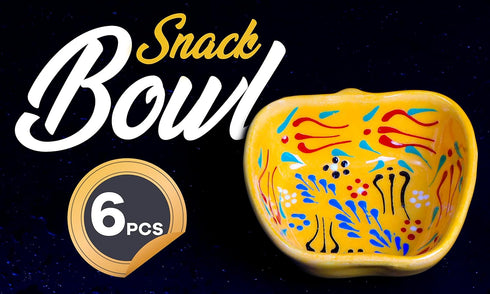 6pcs Hand Painted Turkish Ceramic Snack Bowls - 3.35''/8.5cm-74ml/2.5 oz - Mix Color Decorative Design Multi-Purpose (Apple)...