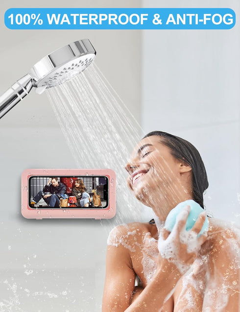 KUNSLUCK Shower Phone Holder Waterproof, Anti-Fog Touch Screen Shower Phone Case, Wall Mount Phone Holder for Shower Bathroom Mirror Bathtub, Comp...