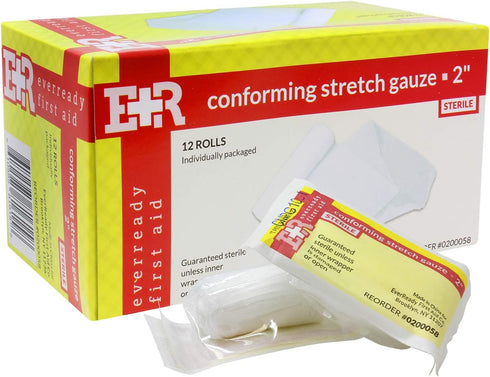 Ever Ready First Aid Sterile Conforming Gauze Roll Bandage - Box of 12-2 inch...