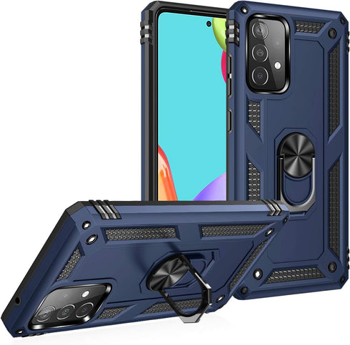 Military Grade Drop Impact for Samsung Galaxy A52 5G Case 360 Metal Rotating Ring Kickstand Holder Armor Heavy Duty Shockproof Case for Galaxy A52...