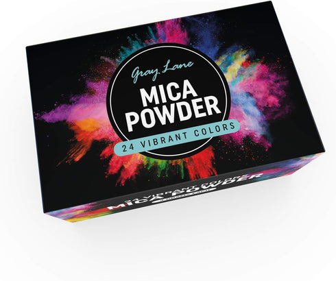 Gray Lane Mica Powder Set of 24 Colors for Bath Bombs, Candle Making, Cosmetics, Epoxy Resin, Fine Arts, Paint Mixing, Slime and Endless Other Art...