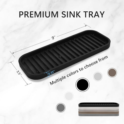 Silicone Sponge Holder Kitchen Sink Organizer Tray Dish Caddy Soap Dispenser, Scrubber Spoon Holder,Dishwashing Accessories 2 Pack (Black)...